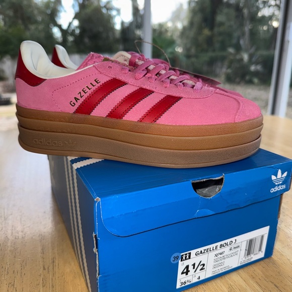 adidas Gazelle Bold Pink Platform Sneakers Size 4.5y 6w - Picture 2 of 8
